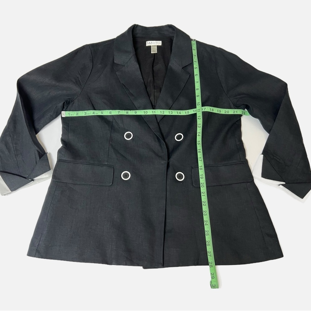Vintage Neiman Marcus Linen Jacket Black White Notched Lapel Size Large - Picture 6 of 9